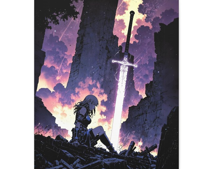 Fantasy Art Canvas Print, Inspiring Wall Decor, Sword in the Stone, Magical Atmosphere, Gift for Fantasy Lovers, Unique Home Decor