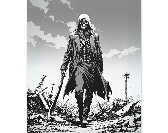 Gothic Skull Art Canvas Print, Urban Wall Decor, Dark Aesthetic Home Accent, Unique Gift for Halloween, Horror Art
