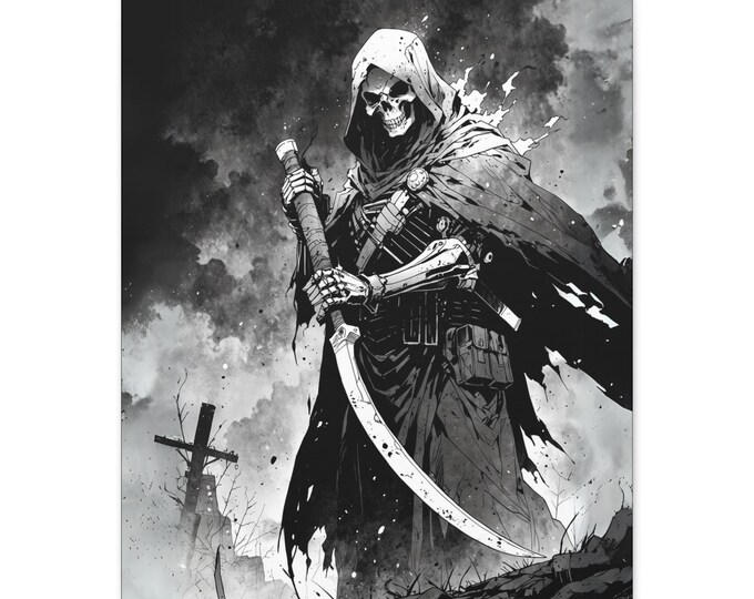 Gothic Wall Art Canvas - Skeleton Dark Fantasy Decor, Ominous Artwork, Perfect for Halloween, Gothic Gifts, Unique Home Decor, Horror Theme