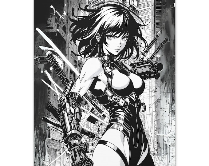 Cyberpunk Art Canvas, Futuristic Wall Decor, Anime-Inspired Artwork, Home Gallery Piece, Gifts for Sci-Fi Lovers, Unique Gift Idea