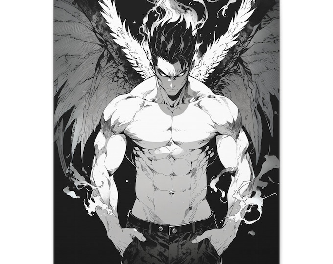 Men's Art Canvas Wall Decor, Angelic Vibes, Anime Artwork, Modern Home Decor, Unique Gift for Him, Art Lover Wall Piece