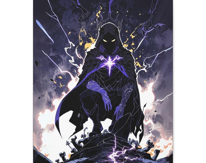 Epic Fantasy Art Canvas Print | Dark Sorcerer Decor, Gothic Wall Art, Home Aesthetic, Living Room Decoration, Gift for Gamers
