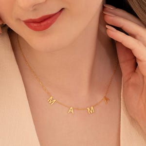 Mama Letter Necklace for Her Custom Dainty Name Necklace for Mom Tiny Letter Necklace Minimalist Necklace for Mom Personalized MAMA Necklace