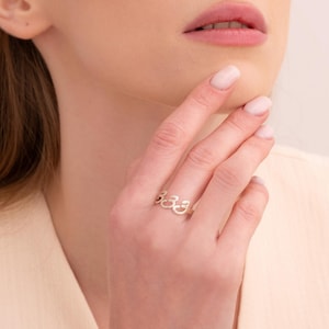 Personalized Angel Number Ring Gothic Year Ring Silver Number Statement 111, 222, 333, 444, 555, 666, 777, 888, 999 Angel Number Jewelry