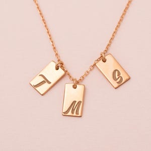 Gold Filled Initial Necklace for Her Mini Tag Monogram Necklace Custom Engraved Necklace Personalized Christmas Gift for Her Gift for Mom