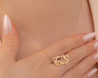 Custom Dog Ears Necklace for Dog Mom Personalized Dog Name Necklace Silver Dog Ears Name Necklace for Her Necklace Dog Memorial Necklace