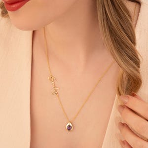 Custom Name Necklace with Birthstone with Name Necklace for Wife Alexandrite Birthstone Necklace Dainty Silver Necklace Mothers Day Gift