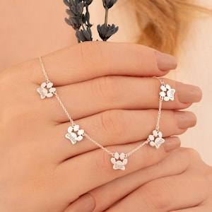 Custom Paw Print Name Necklace Dog Paw Necklace Engraved Name Necklace Pet Memorial Jewelry Pet Lover Gift Christmas Gift for Pet Lover