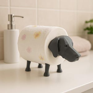 Porta carta igienica a forma di bassotto, stampa 3D, porta rotolo di carta igienica a forma di cane divertente, decorazione divertente per il bagno, porta rotolo di carta igienica con motivo animale, amante del bassotto