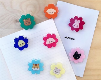 Ateez - Clips acrílicos con flores de Aniteez