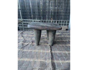 Taburete africano vintage de madera de senufo, tallado a mano, con asiento tribal para leche, procedente de Costa de Marfil.
