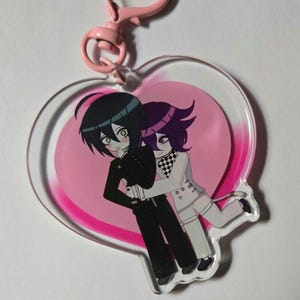 DRV3 - saiouma double sided heart valentine epoxy keychain