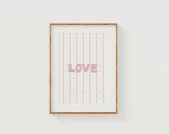 Arte de pared con amor, impresión para el día de San Valentín, descarga digital en color rosa
