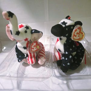 Lefty & Righty Ty Beanie Baby - Rare Vintage Collectable Pristine Condition Beanie Babies- with tag errors, extremely rare collectibles.
