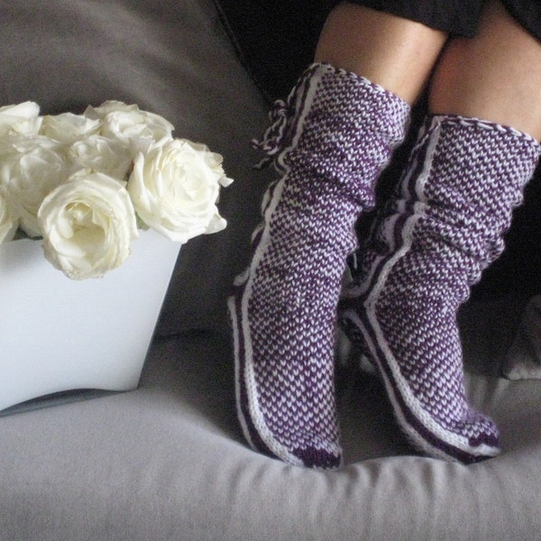 Purple Very Soft Comfy Long Slippers