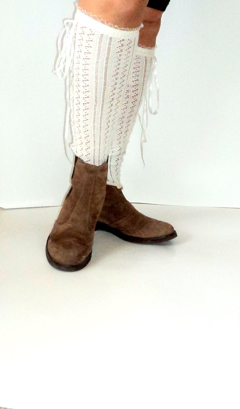 Lovely White Cream Leg Warmers socks lace and elegance Etsy