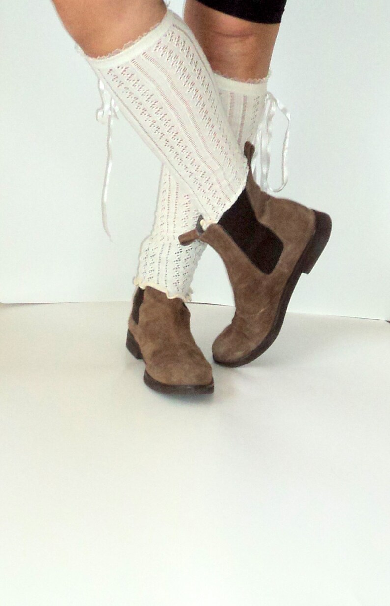 Lovely White Cream Leg Warmers socks lace and elegance Etsy