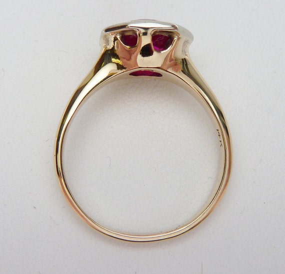 14 kt Synthetic Red Stone Solitaire Ring - image 4