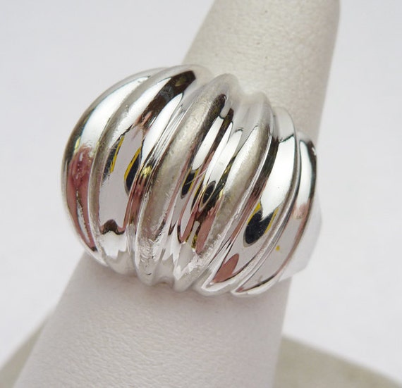 SS Ribbed Dome Ring Sterling Silver