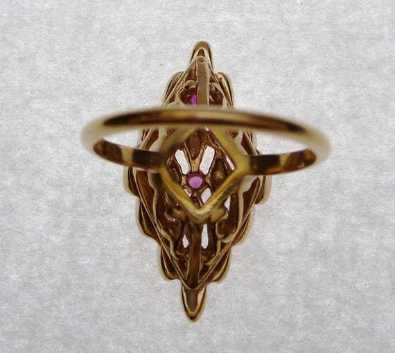 14k Ruby Marquise Cluster Ring - image 4