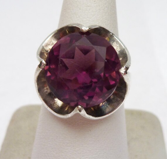 SS Synthetic Purple Buttercup Solitaire Ring Ster… - image 2