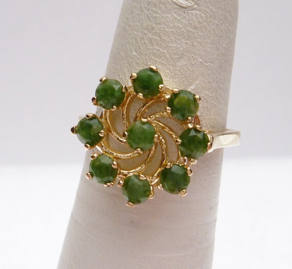 14k Jade Spiral Cluster Ring