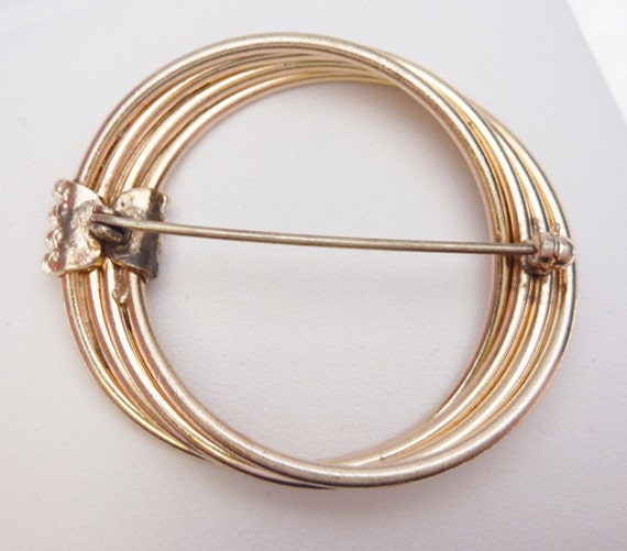 Circle Outline Wire Brooch Gold Filled - image 3