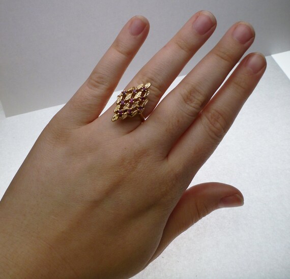 14k Ruby Marquise Cluster Ring - image 5