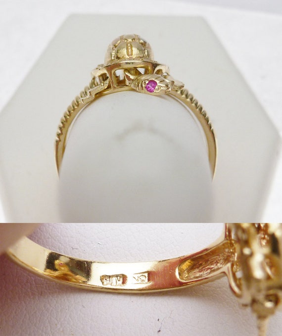 10 kt Red Synthetic Stone and Cubic Zirconia Movi… - image 4