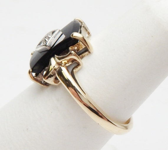 10 kt Onyx and 0.01 ct Diamond Ring Yellow Gold 1… - image 3