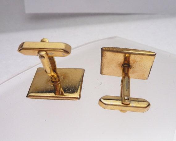 Horse Head Gold Tone Cuff Links Vintage - image 3