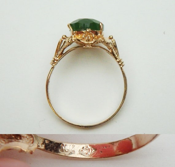 12 kt Nephrite Jade Ring Yellow Gold 1970s - image 4