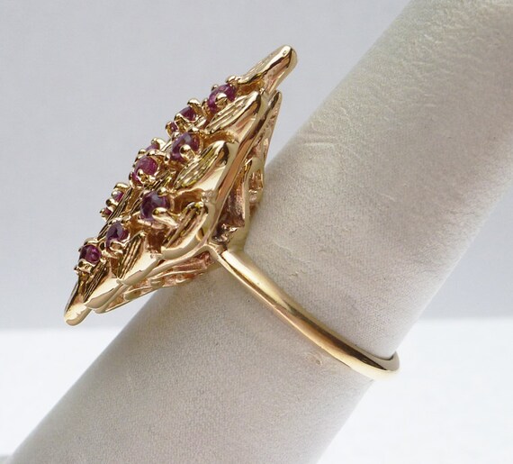 14k Ruby Marquise Cluster Ring - image 3