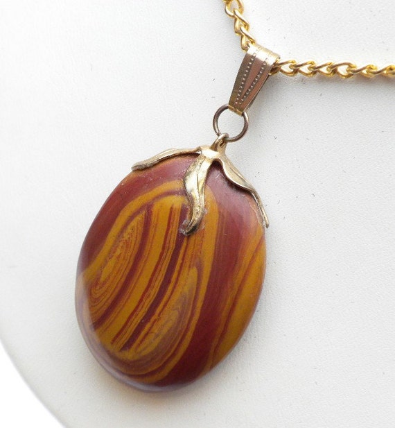 Petrified Wood Pendant on Gold Plated Chain