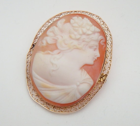 Broche Ancienne Camée Grecque En Coquille - Coquillage Sculpté, Style Antique, Occasion