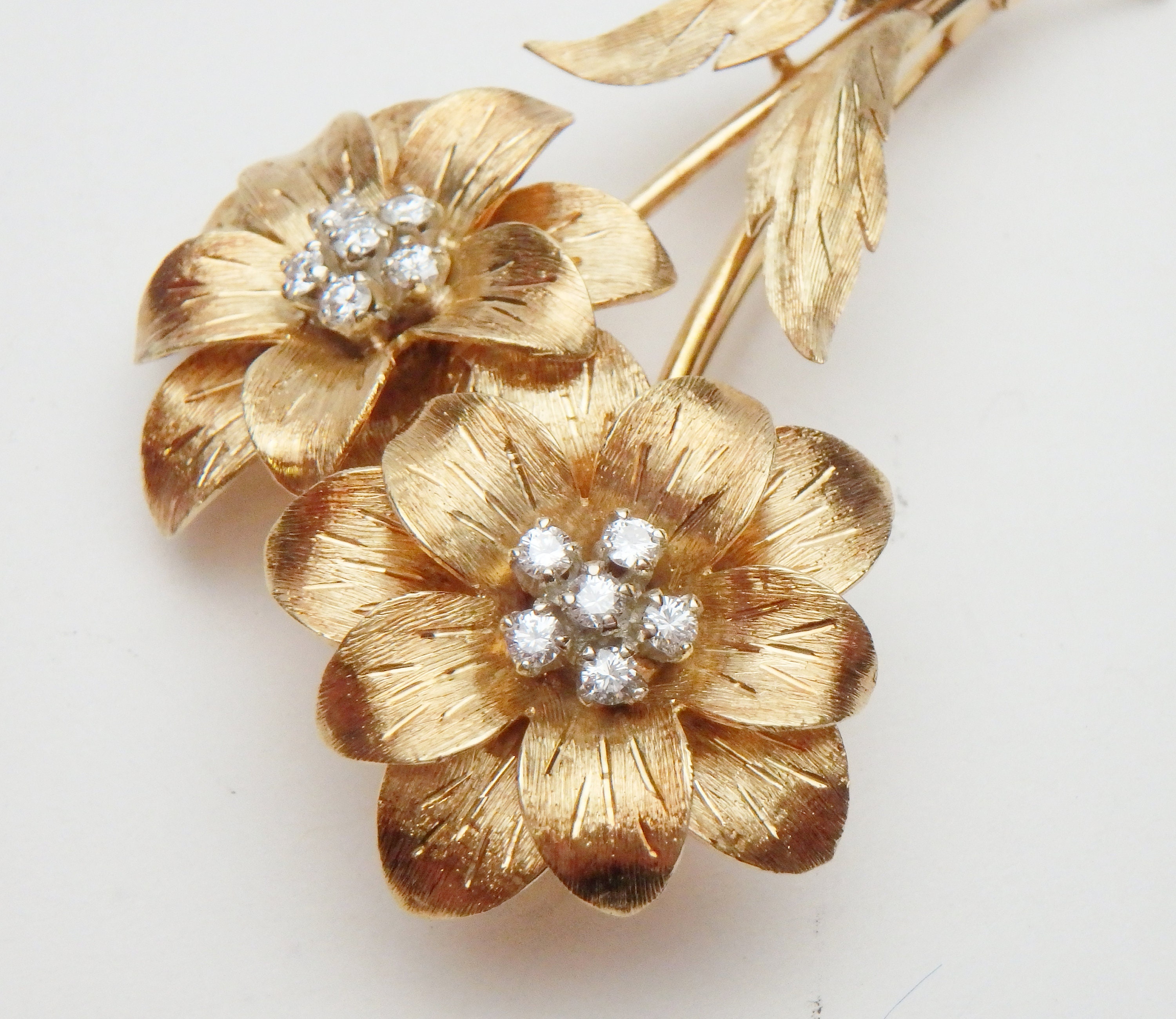 Tiffany & Co 18 Kt Diamond Flower Brooch 1960s Yellow Gold - Etsy