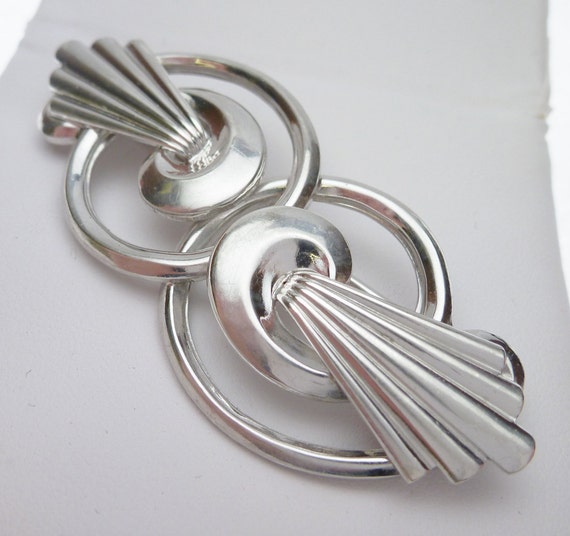 Sterling WRE Signed Swirl Pin Brooch - image 1