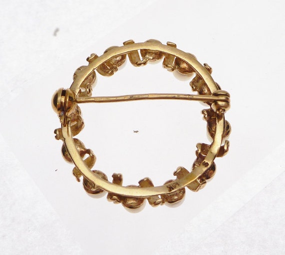 14k Pearl Circle Pin Vintage - image 3