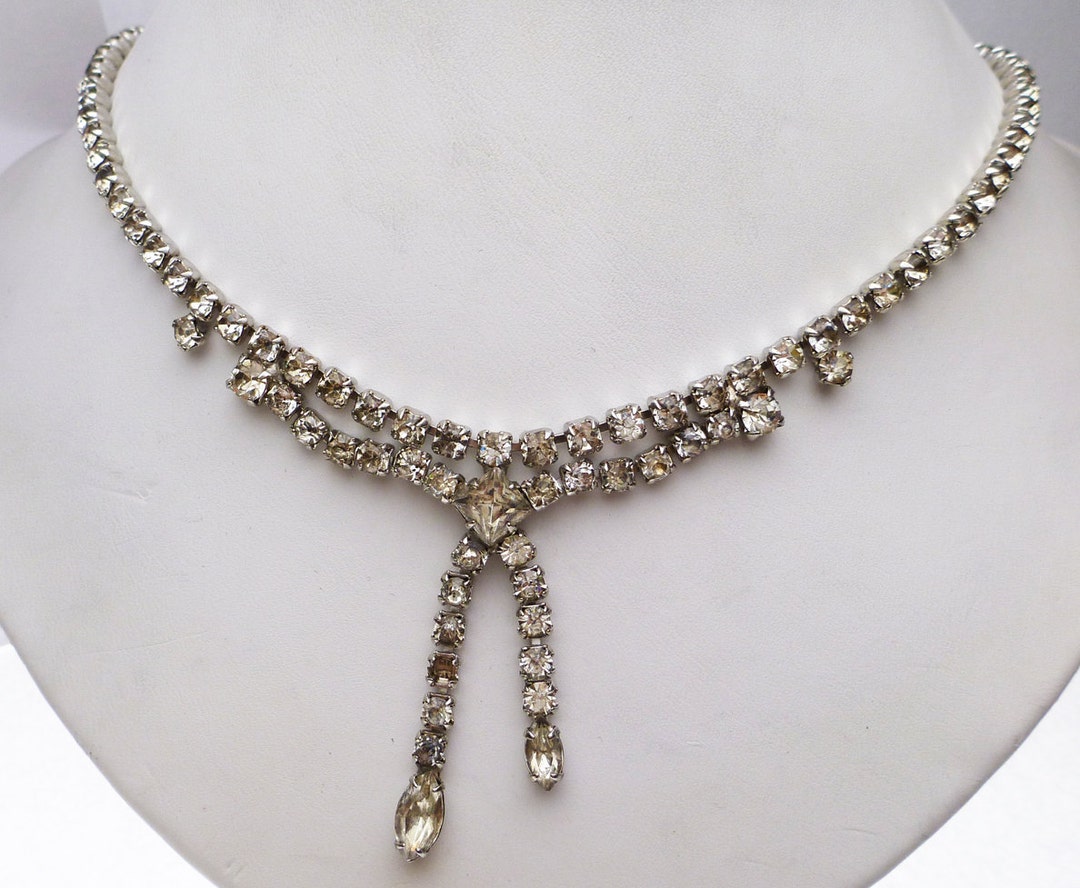 Vintage Rhinestone Fancy Collar Necklace - Etsy