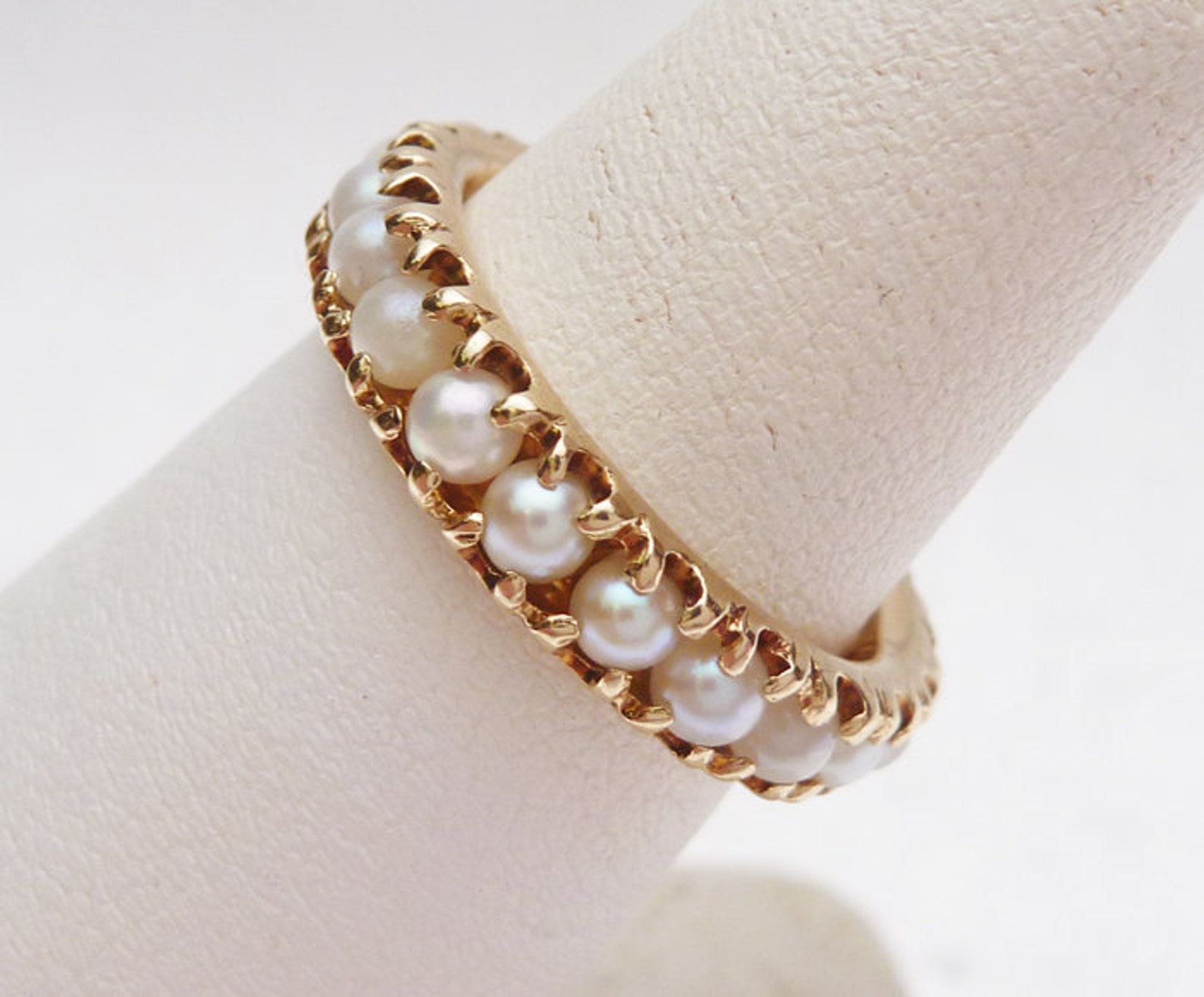 14k Pearl Eternity Band Ring Etsy