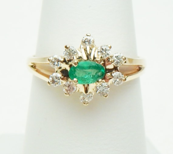 14 kt Emerald and - image 2