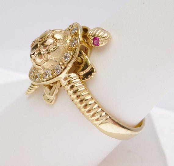 10 kt Red Synthetic Stone and Cubic Zirconia Movi… - image 3