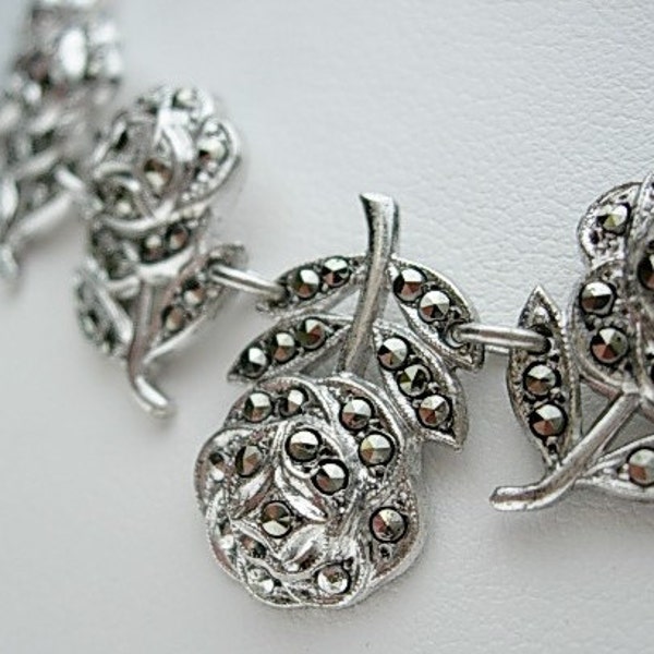 Marcasite Roses Necklace