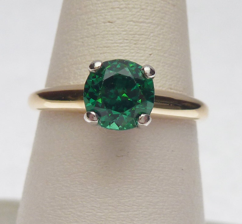 14 Kt Green Synthetic Spinel Solitaire May Birthstone Ring | Etsy