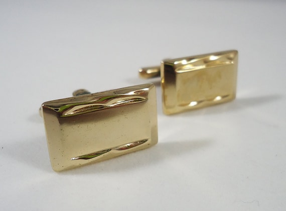 Gold Tone Rectangular Cufflinks - image 1