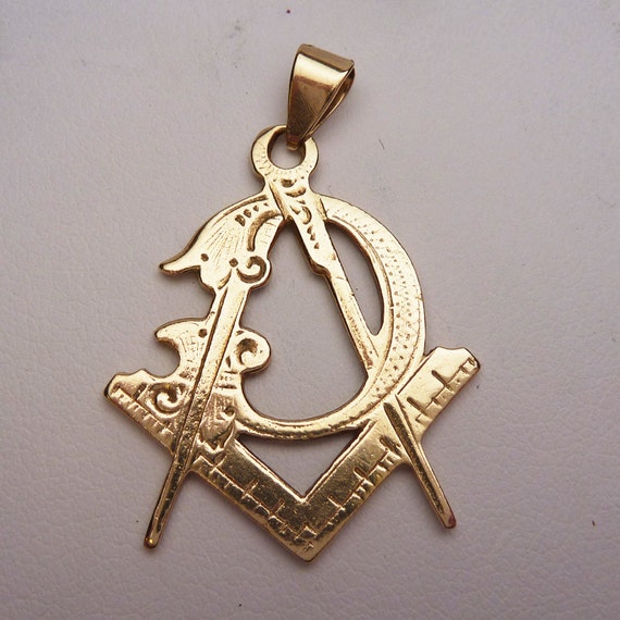 14k Masonic Square and Compass Pendant - image 3