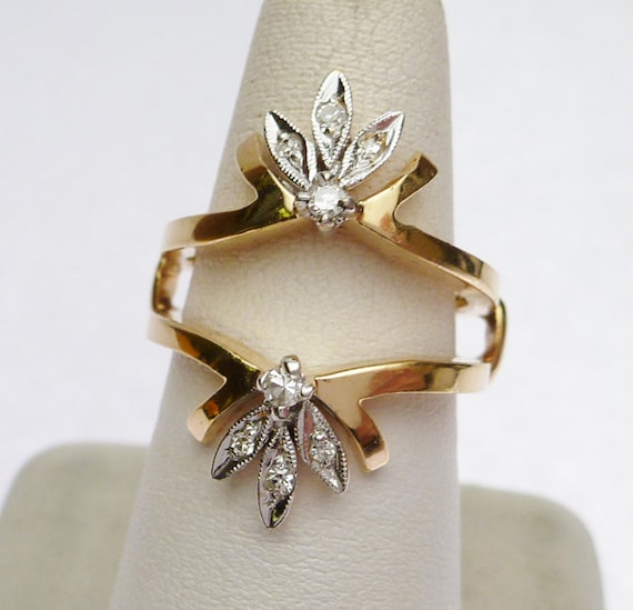 14k Diamond Wedding Guard Ring - image 1