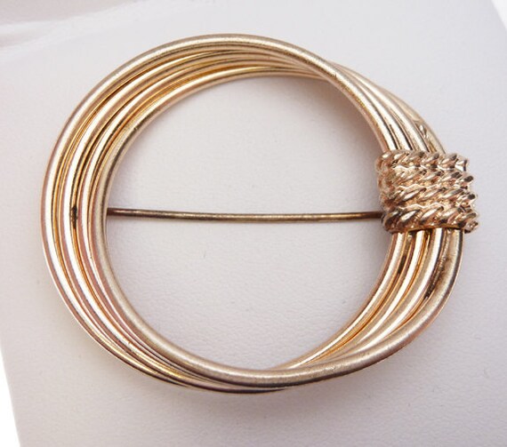 Circle Outline Wire Brooch Gold Filled - image 2