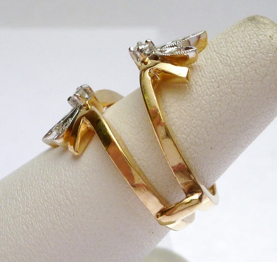 14k Diamond Wedding Guard Ring - image 3