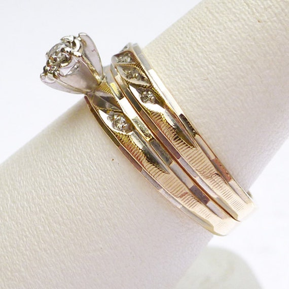 H&R 10 kt Diamond Cut 16 ptw Diamond Wedding Set … - image 3